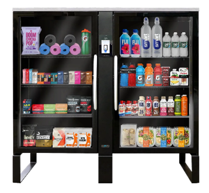 A stocked cabinet with various household products and toiletries.
